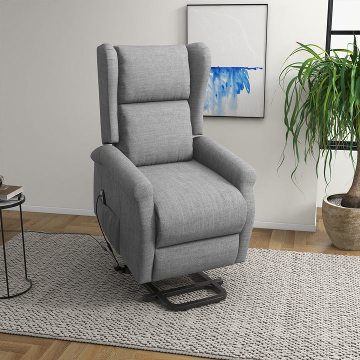 HOMCOM Power Lift Chair for the Elderly with Remote Control, Fabric Electric Recliner Chair for Living Room, Grey | Aosom UK