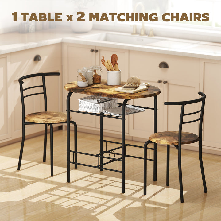 Three-Piece Compact Dining Set - Rustic Brown