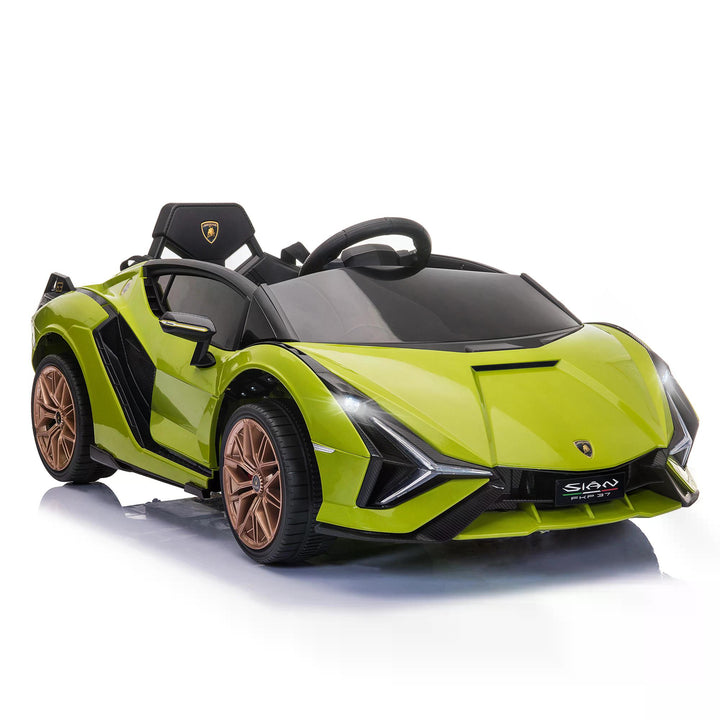 HOMCOM Compatible 12V Battery-powered Kids Electric Ride On Car Lamborghini SIAN Toy with Parental Remote Lights MP3 for 3-5 Years Green | Aosom UK