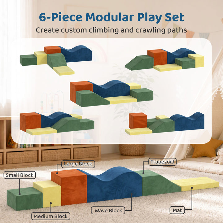 Kids Soft Play Set, 6PCS Foam Climbing Blocks with Non-Slip Base - view 4