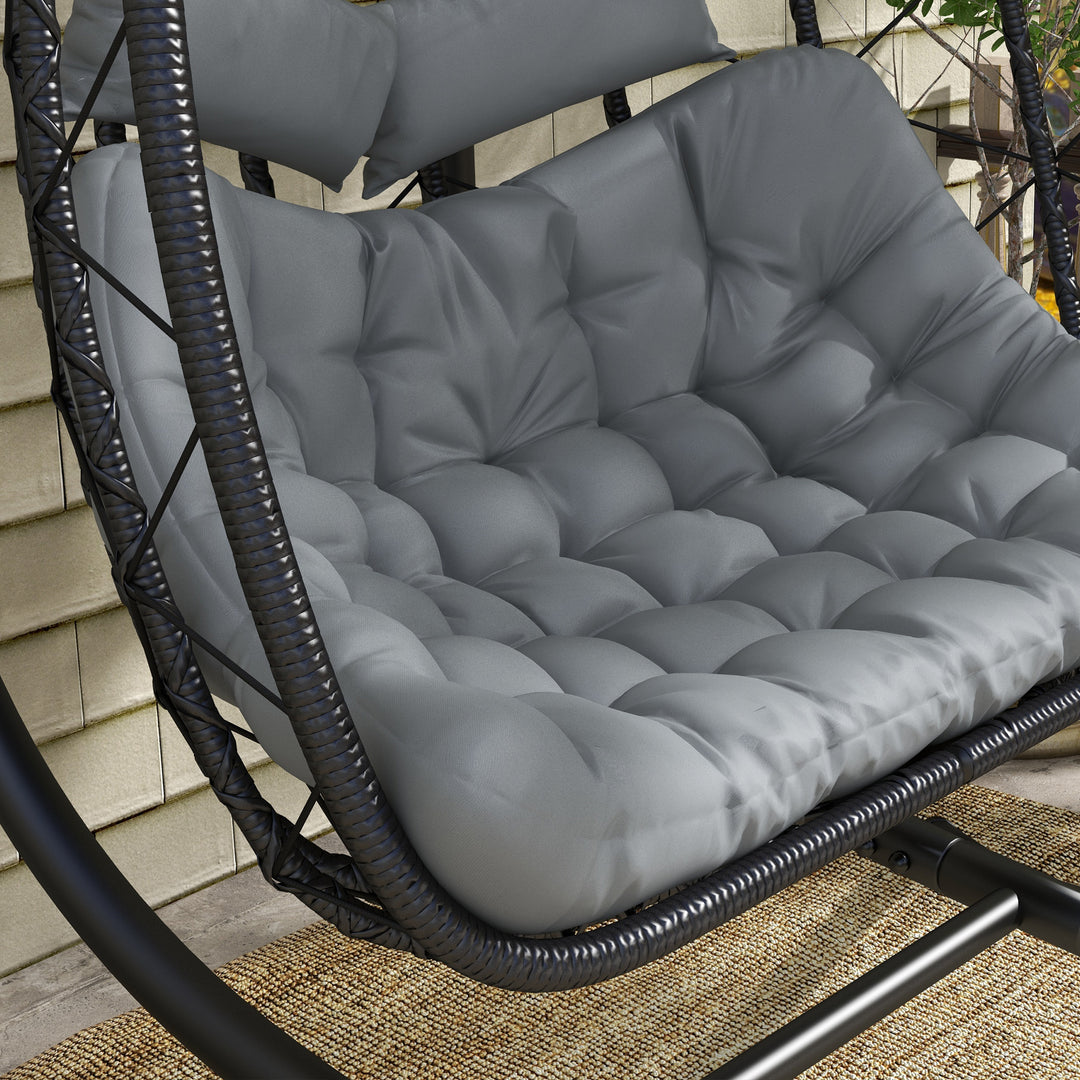 Two-Seater Steel Frame Hanging Egg Chair - Black