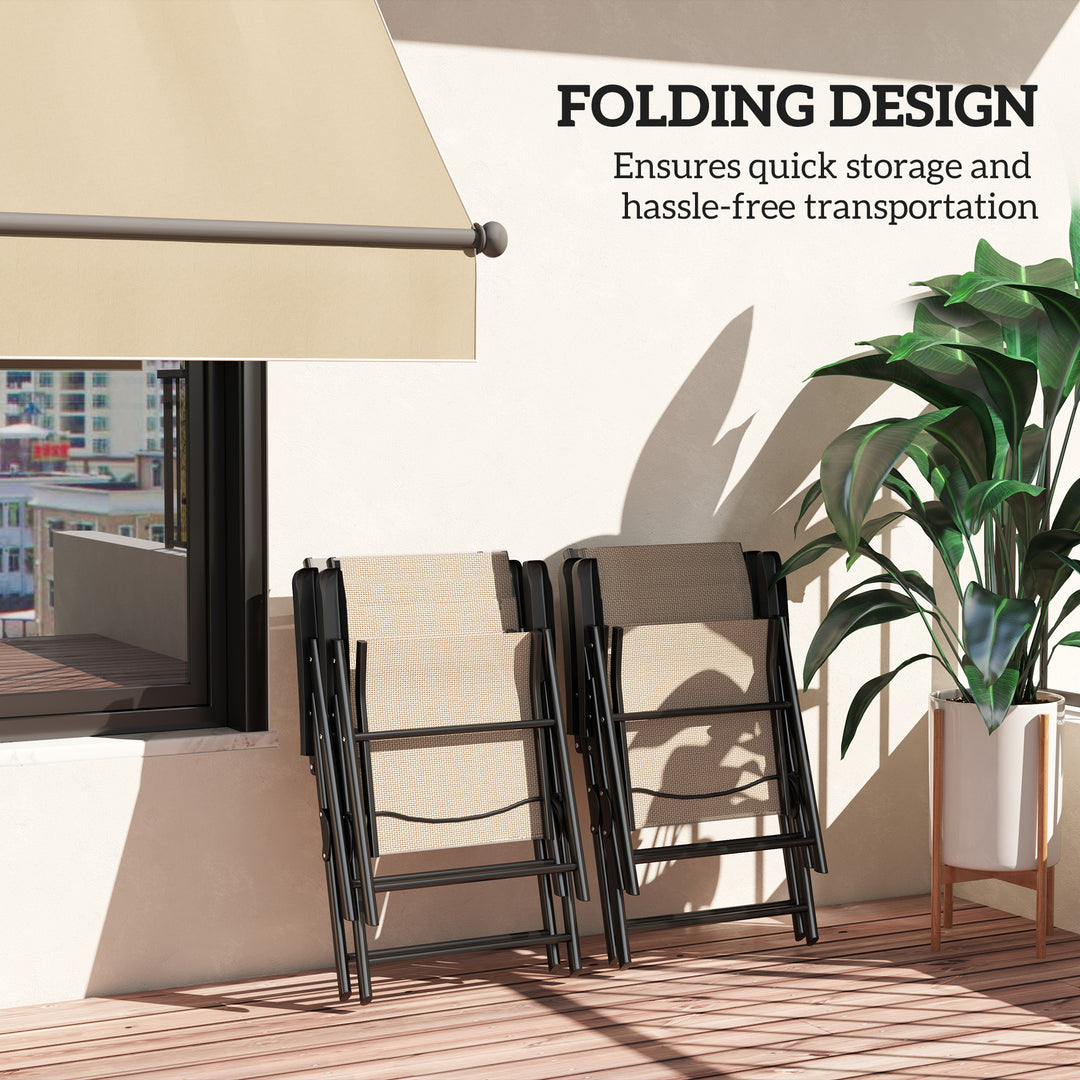 Set of Four Folding Outdoor Chairs - Brown/Black