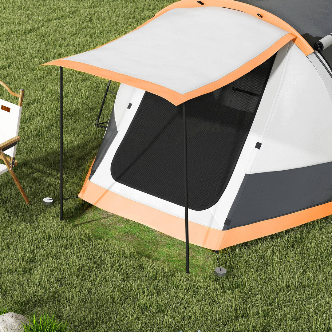 Three-Man Camping Tent, with Two Rooms and Porch - Orange
