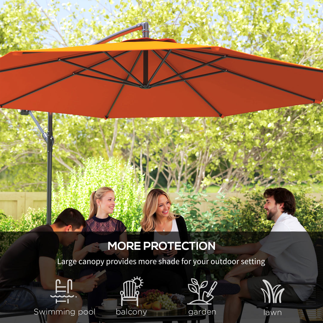 2.45m Overhanging Cantilever Parasol, with Cross Base - Orange