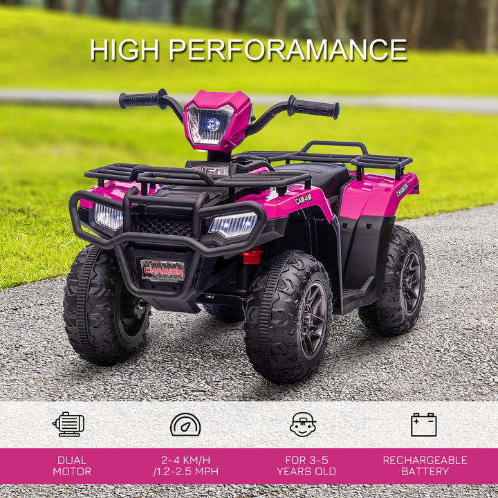 HOMCOM 12V Kids Quad Bike with Forward Reverse Functions, Ride On ATV with Music, LED Headlights, for Ages 3