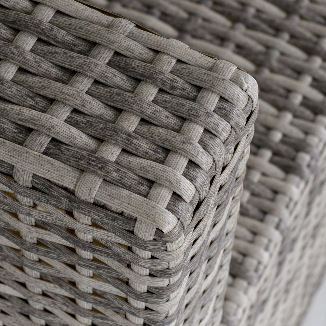 MCL Outdoor PE Rattan Furniture with Cushions, Garden Armless Chair with Adjustable Footpads and Back Support Cushion, for Garden, Yard, Terrace, Light Grey