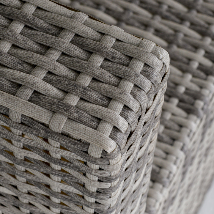 MCL Outdoor PE Rattan Furniture with Cushions, Garden Armless Chair with Adjustable Footpads and Back Support Cushion, for Garden, Yard, Terrace, Light Grey