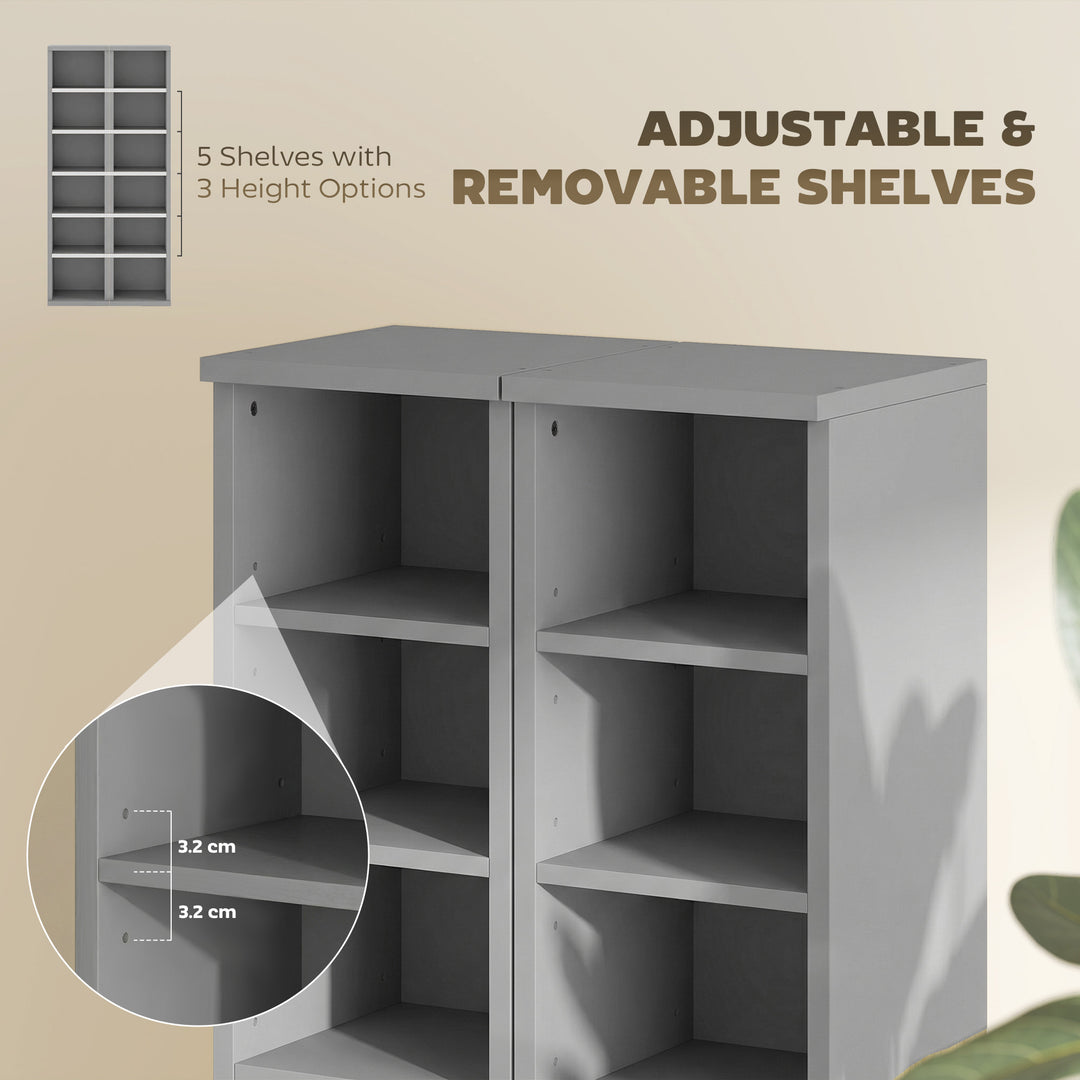 Set of 2 CD Media Display Shelf Unit Tower Rack with Adjustable Shelve