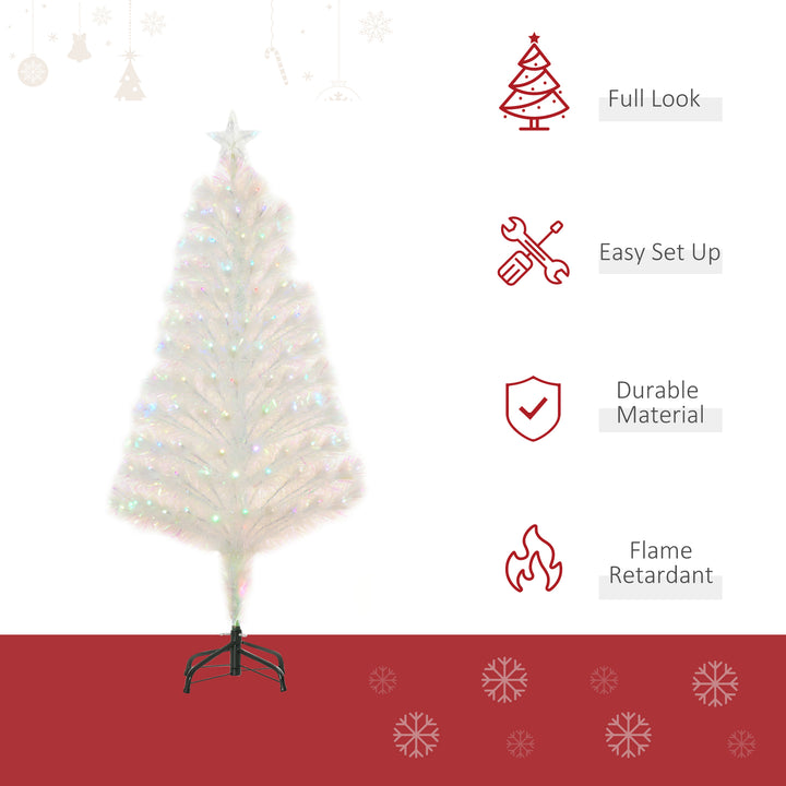4 Feet Prelit Artificial Christmas Tree with Fiber Optic LED Light, Holiday Home Xmas Decoration, White