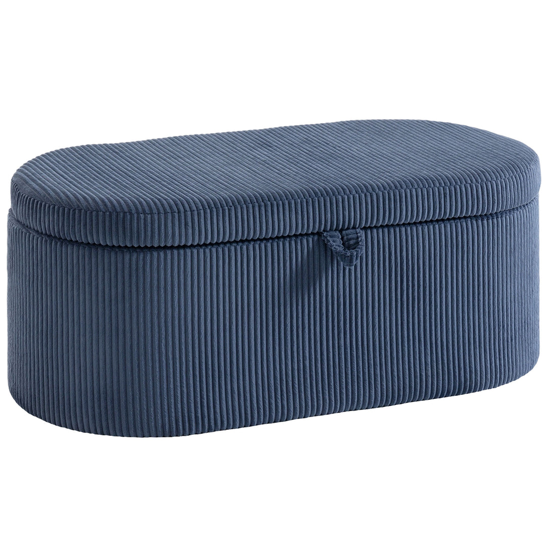 Storage Ottoman, Corduroy Upholstered Ottoman Storage Box with Padded 