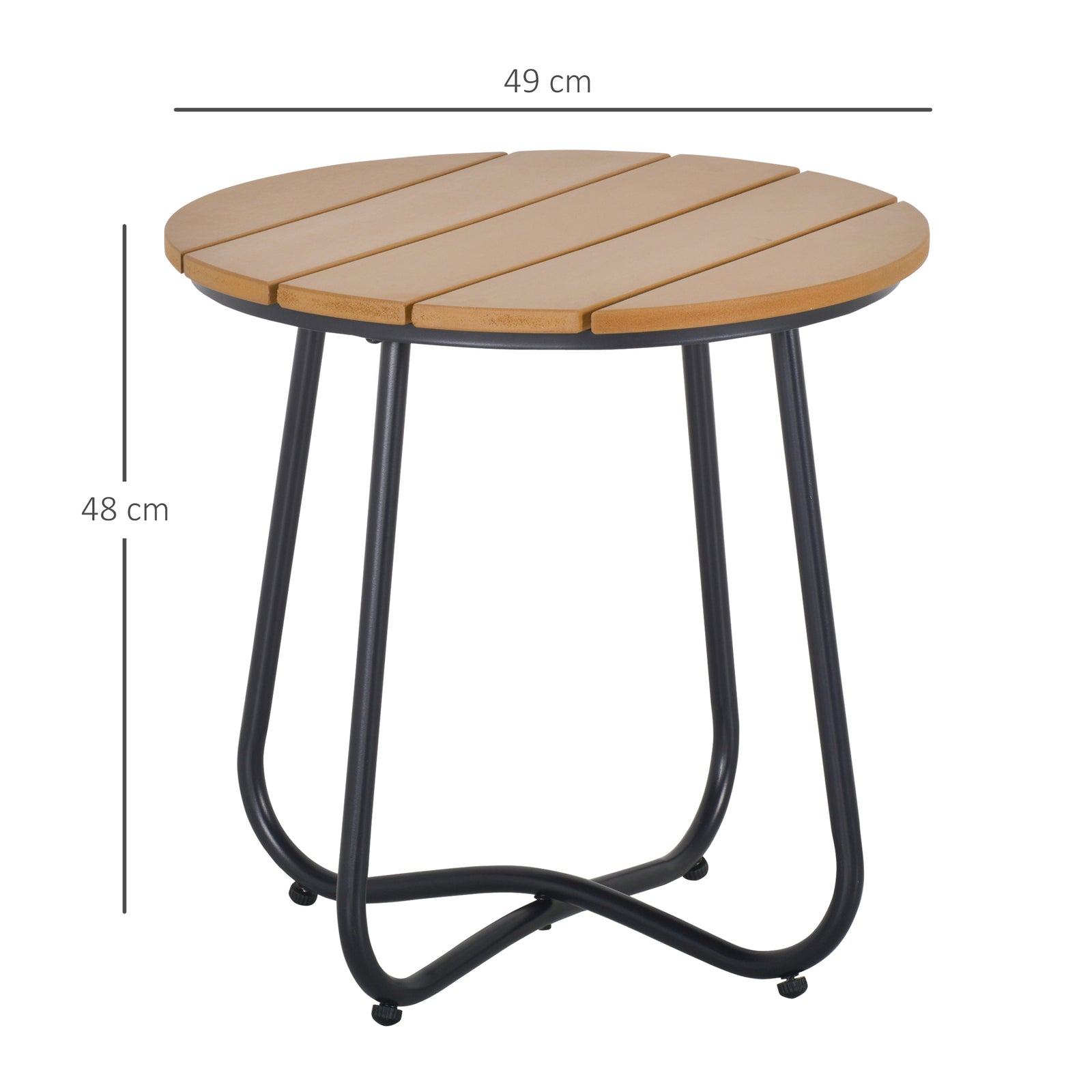 Round Outdoor Side Table Adjustable Leg Pads Garden Table 49 x 49 x 48