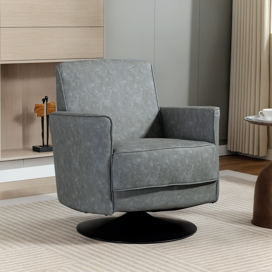 Upholstered Swivel Accent Chair with Thick Padding
