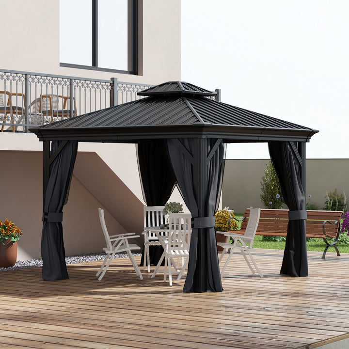 Outsunny 3 x 3.7m Outdoor Hardtop Gazebo Canopy Aluminum Frame with 2