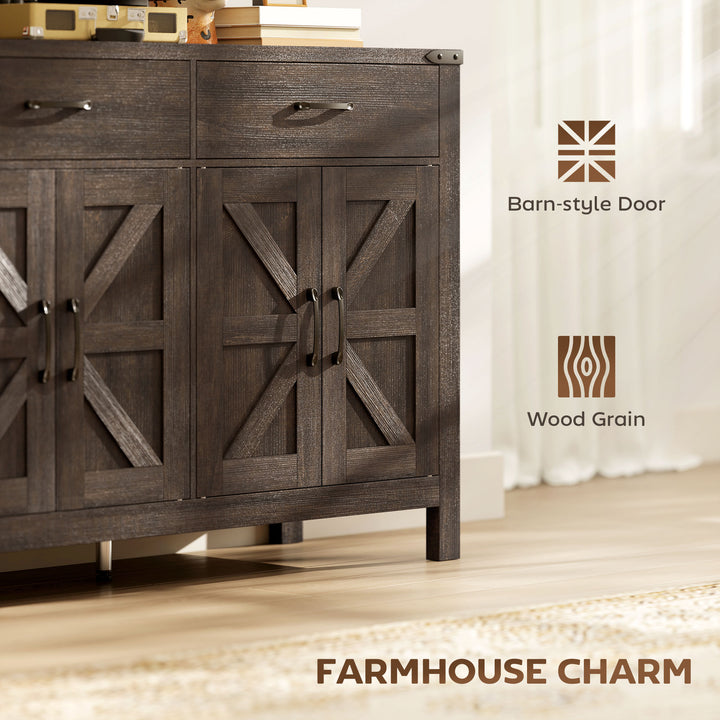 Kitchen Cupboard, Sideboard with 4 Doors, 2 Drawers and 2 Adjustable S