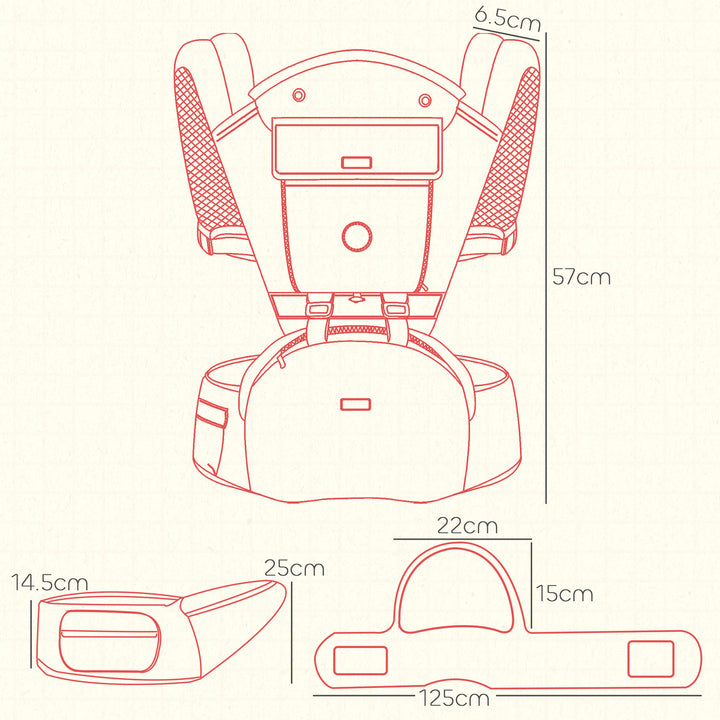 AIYAPLAY 6 in 1 Baby Carrier Newborn to Toddler with Removable Seat for 0-36 Months, Up to 15kg, Grey | Aosom UK