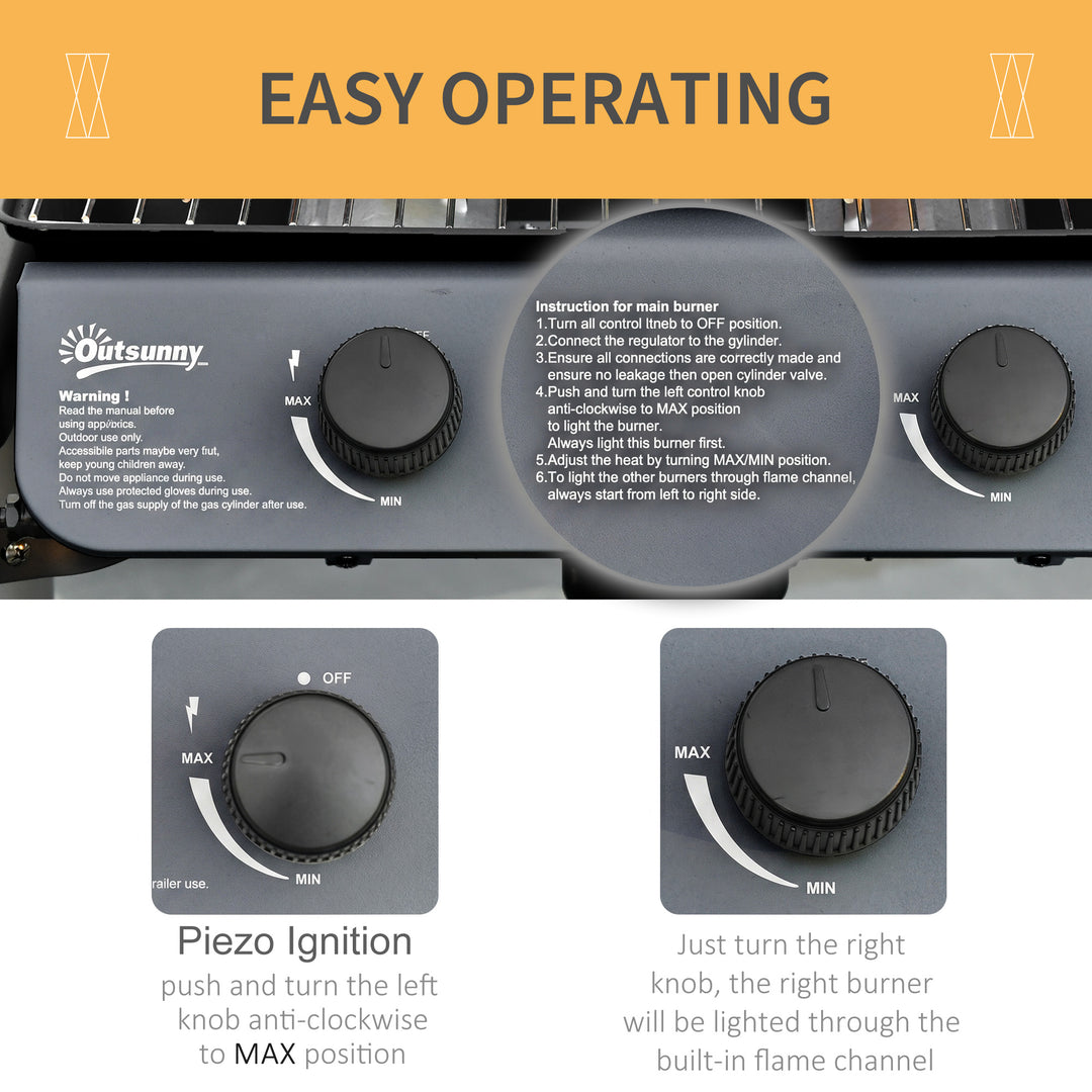 2 x 2.8kW Burner Gas BBQ - Grey