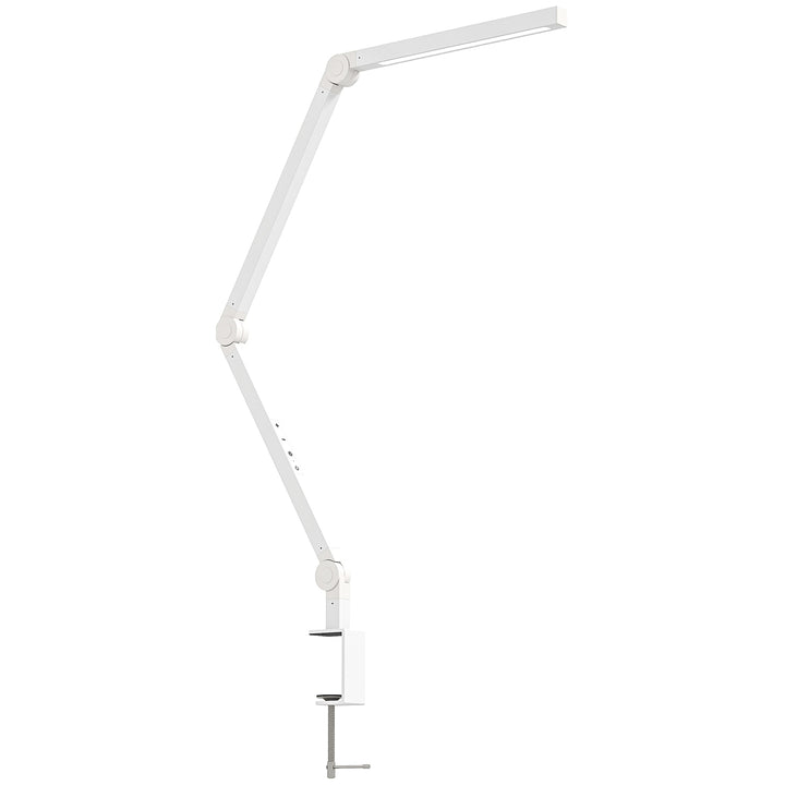 MCL LED Desk Lamp, Dimmable Desk Light with Swing Arm and Clamp, Adjustable Eye-Caring Table Lamp with 2 Colour Modes & 5 Brightness Levels for Study, Drawing, Office, Architect, Task, White