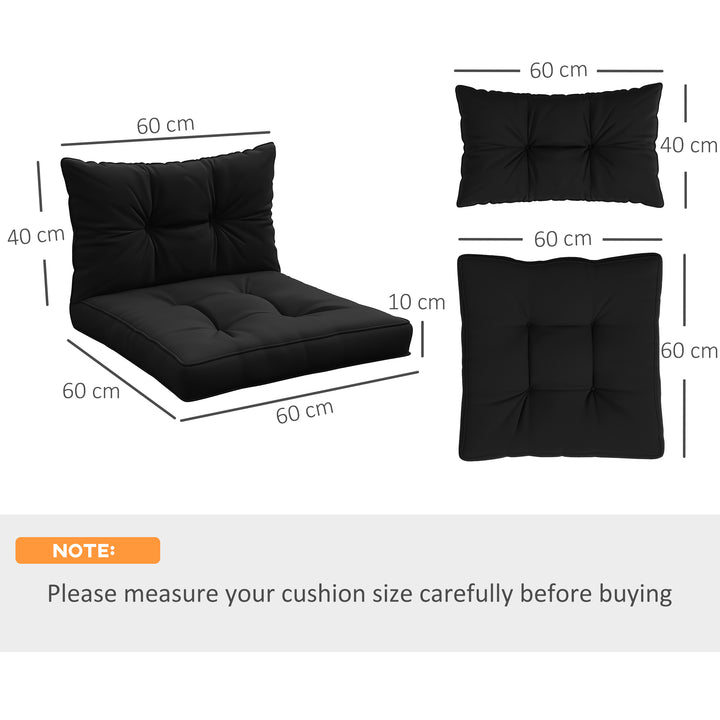 2-Piece Seat Cushions Back Pillows Replacement, Patio Chair Cushions Set for Indoor Outdoor, Black