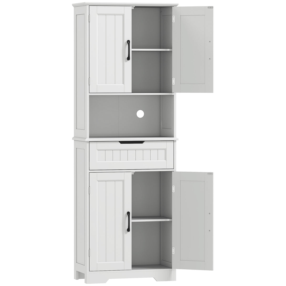 172 cm Tall Kitchen Pantry Cupboard with Small Open Counter