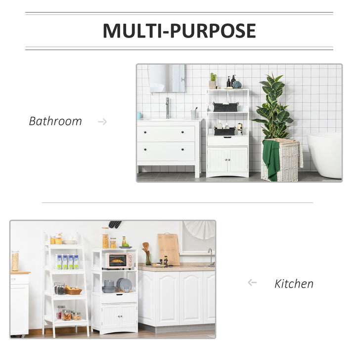 Kleankin Free Standing Bathroom Cabinet, Kitchen Cupboard with Shelves, Drawer, for Storage Organising, White | Aosom UK