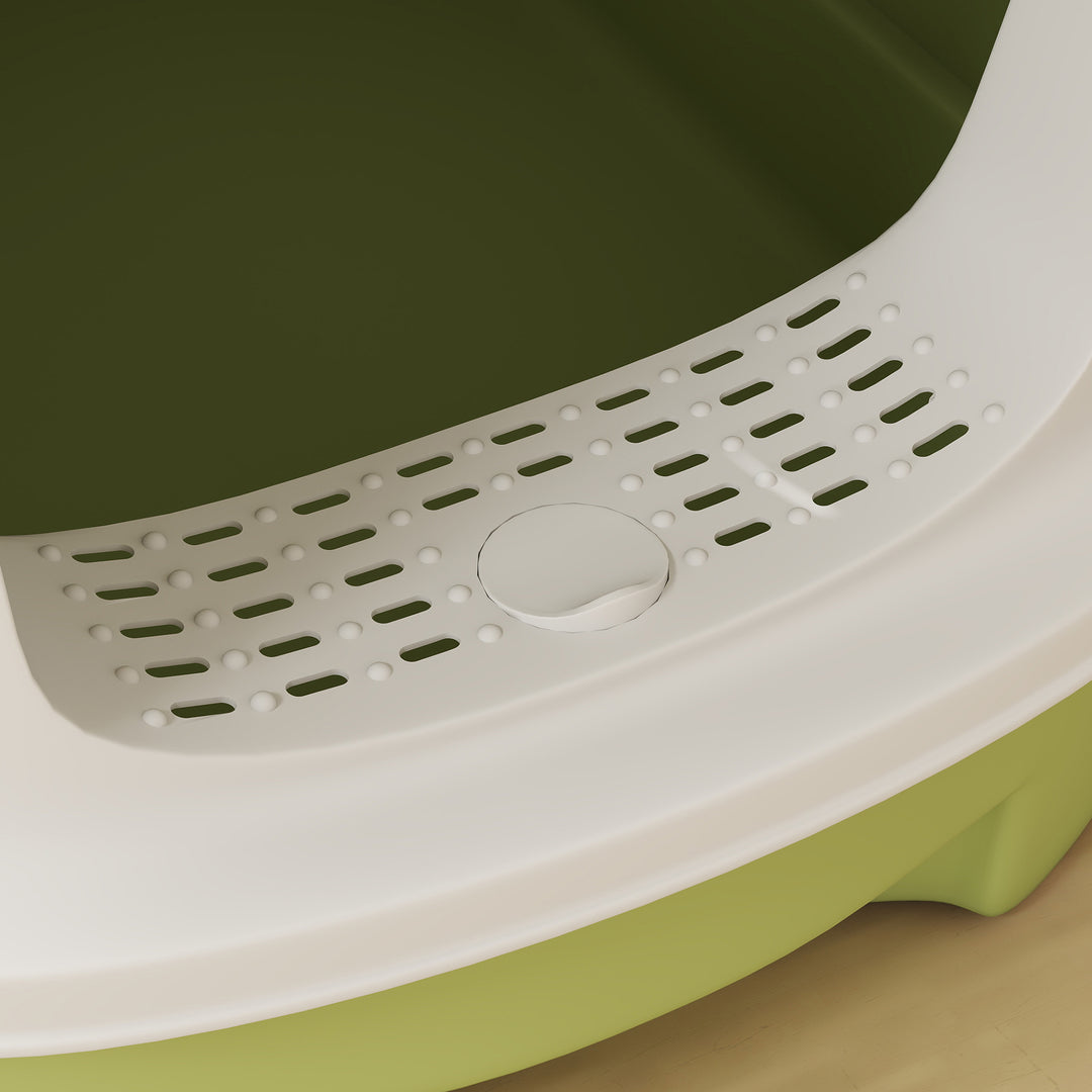Cat Litter Box with Lid, Scoop, Deodorisation Bags, Top Entry, Green