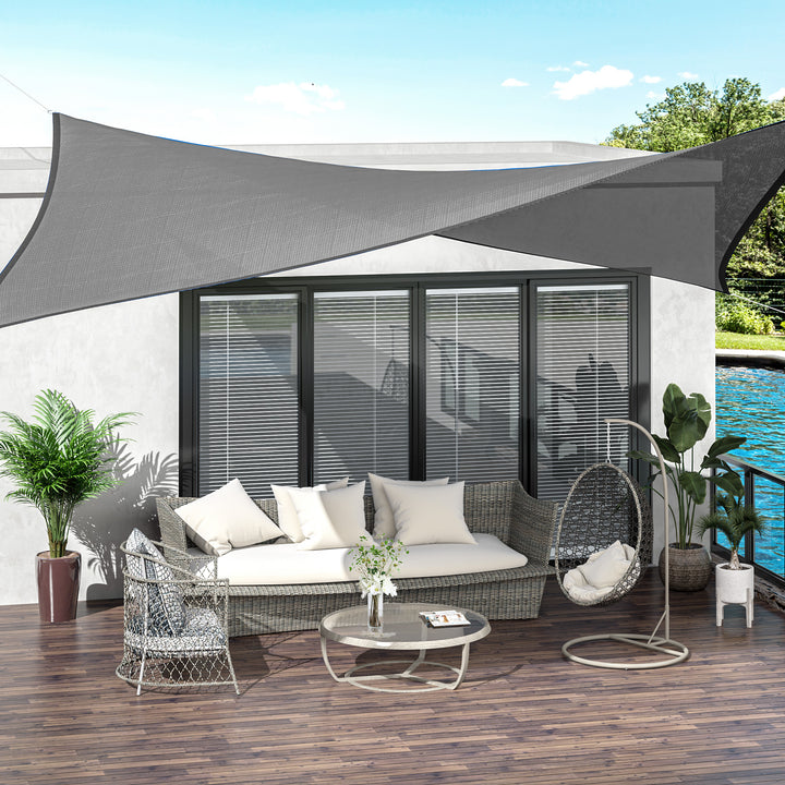 Outsunny 5 x 4m Sun Shade Sail Rectangle Canopy Outdoor Sunscreen Awning with Mounting Ropes for Garden, Patio, Party, UV Protection, Charcoal Grey