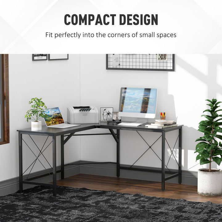 L-Shaped Corner Desk, Computer Desk for Home Office, Space-Saving Study Workstation, Easy to Assemble, 150 x 150 x 76cm, Black
