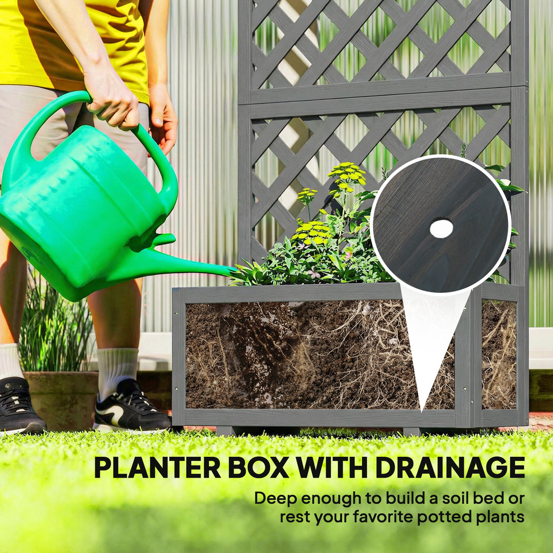 Wood Planter with Trellis for Climbing Plants, Raised Bed, Planter Box