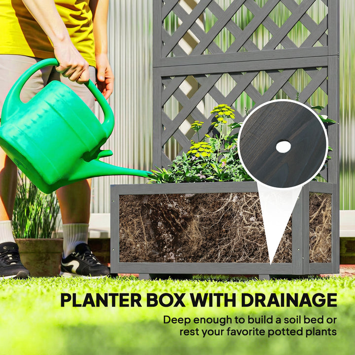 Wood Planter with Trellis for Climbing Plants, Raised Bed, Planter Box