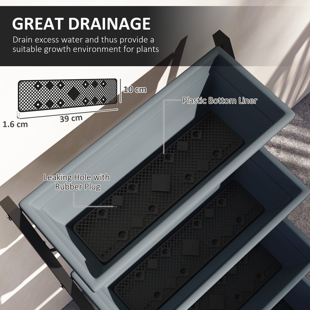 Outsunny 5-Tier Raised Garden Bed, Vertical Ladder Plant Stand with 5 Removable Boxes, Drainage Holes and Plugs, Indoor Outdoor Elevated Flower Herb Growing Box for Garden Patio Balcony, Grey