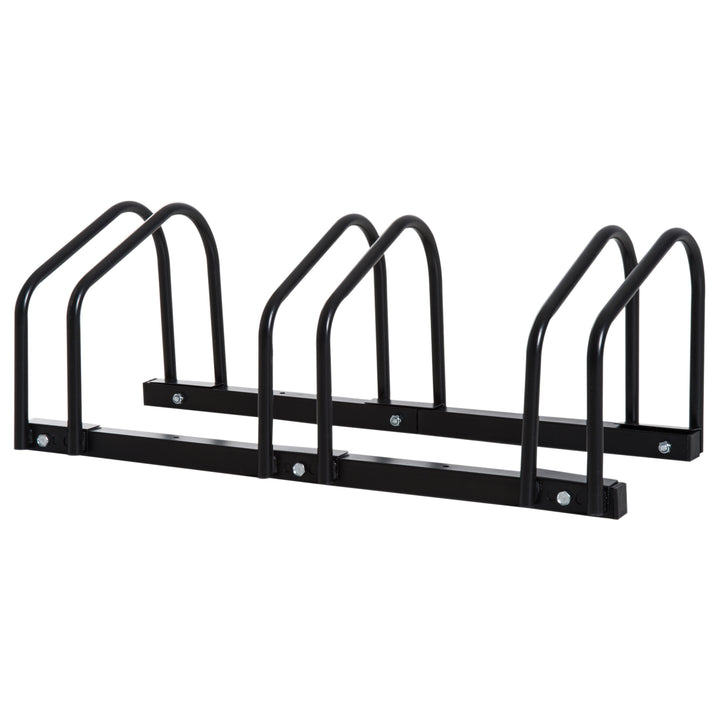 HOMCOM Bike Stand for Parking, Floor or Wall Mount Bicycle Storage Locking Stand, 76L x 33W x 27H, Black | Aosom UK