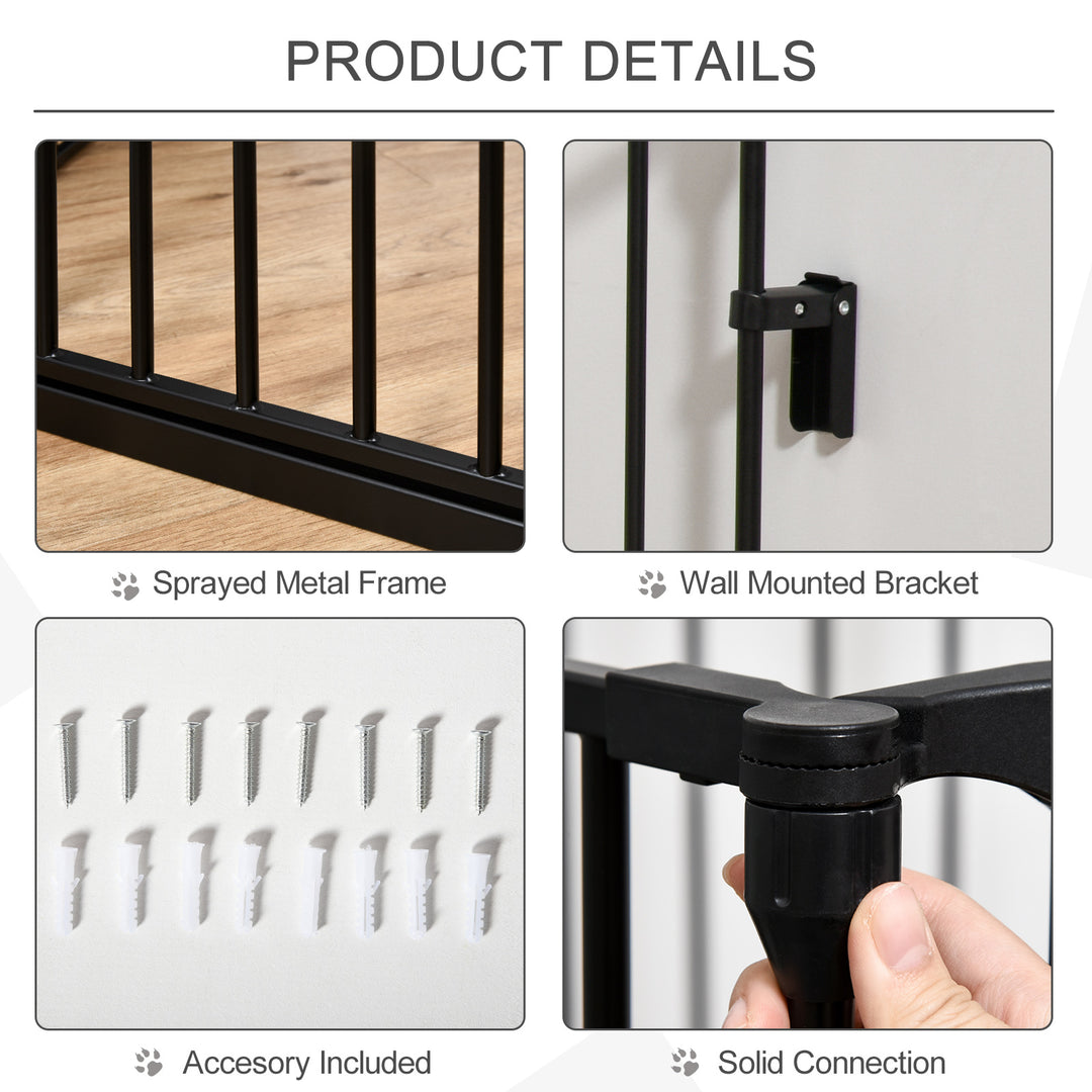 5 Panels Pet Playpen Metal Fence w/ Walk Through Door - Black