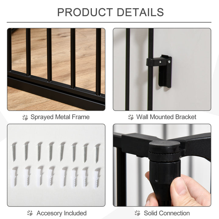 5 Panels Pet Playpen Metal Fence w/ Walk Through Door - Black
