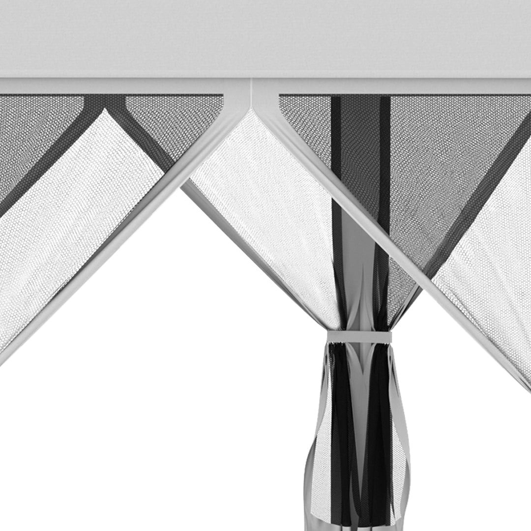 3.2m Pop Up Gazebo Hexagonal Canopy Tent Outdoor Sun Protection with Mesh Sidewalls, Handy Bag, Light Grey