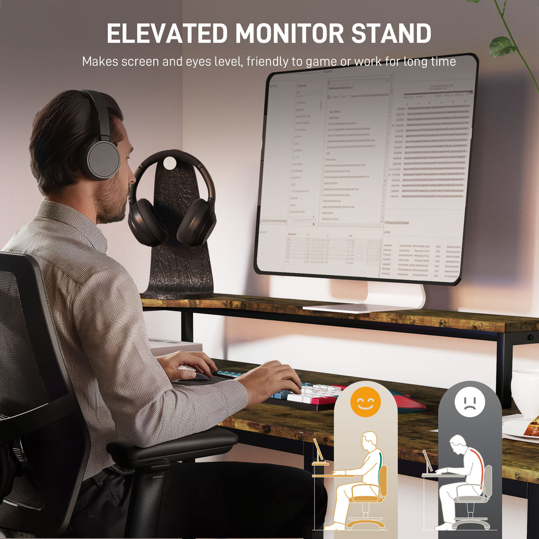 Industrial 'L' Shaped Multi-Work Desk - Brown