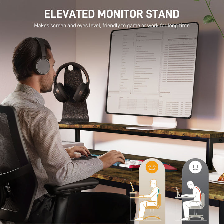Industrial 'L' Shaped Multi-Work Desk - Brown