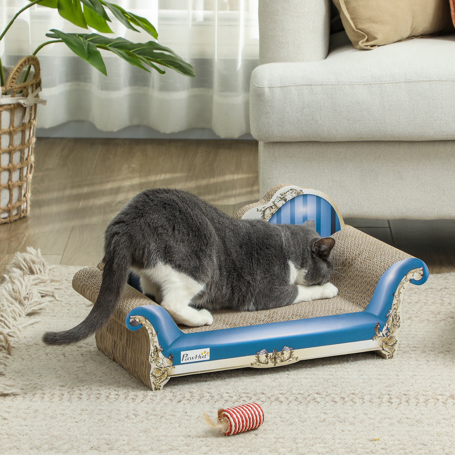 2-in-1 Cat Scratching Board with Catnip for Indoor Cats, 26.5 x 57 x 26.5cm, Blue