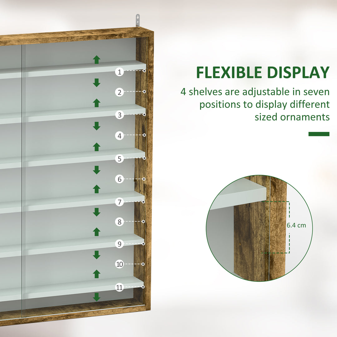 Six Shelf Display Cabinet, with Glass Doors - Brown