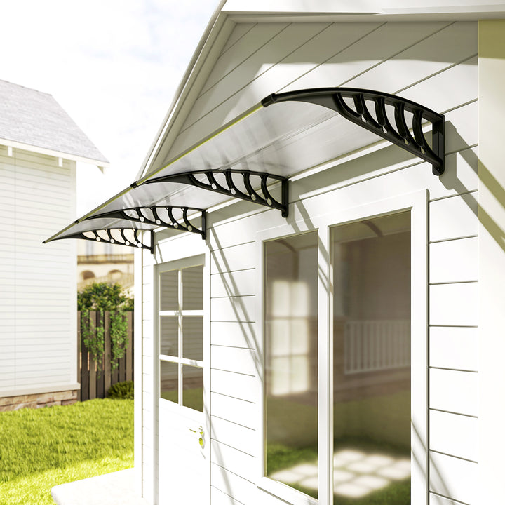 Front Door Canopy, Outdoor Awning, 303 x 96cm Rain Shelter for Window, Porch and Front/Back Door, Clear