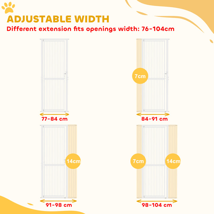180cm Extra Tall Pet Gate with 3.5 cm Narrow Gap, Pressure Mounted No Drilling Cat Gate for Doorways, 76-104cm Width
