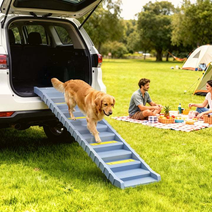 Dog Car Ramp with Anti-Slip Steps, 10-Steps Pet Stairs for Pets to Acc