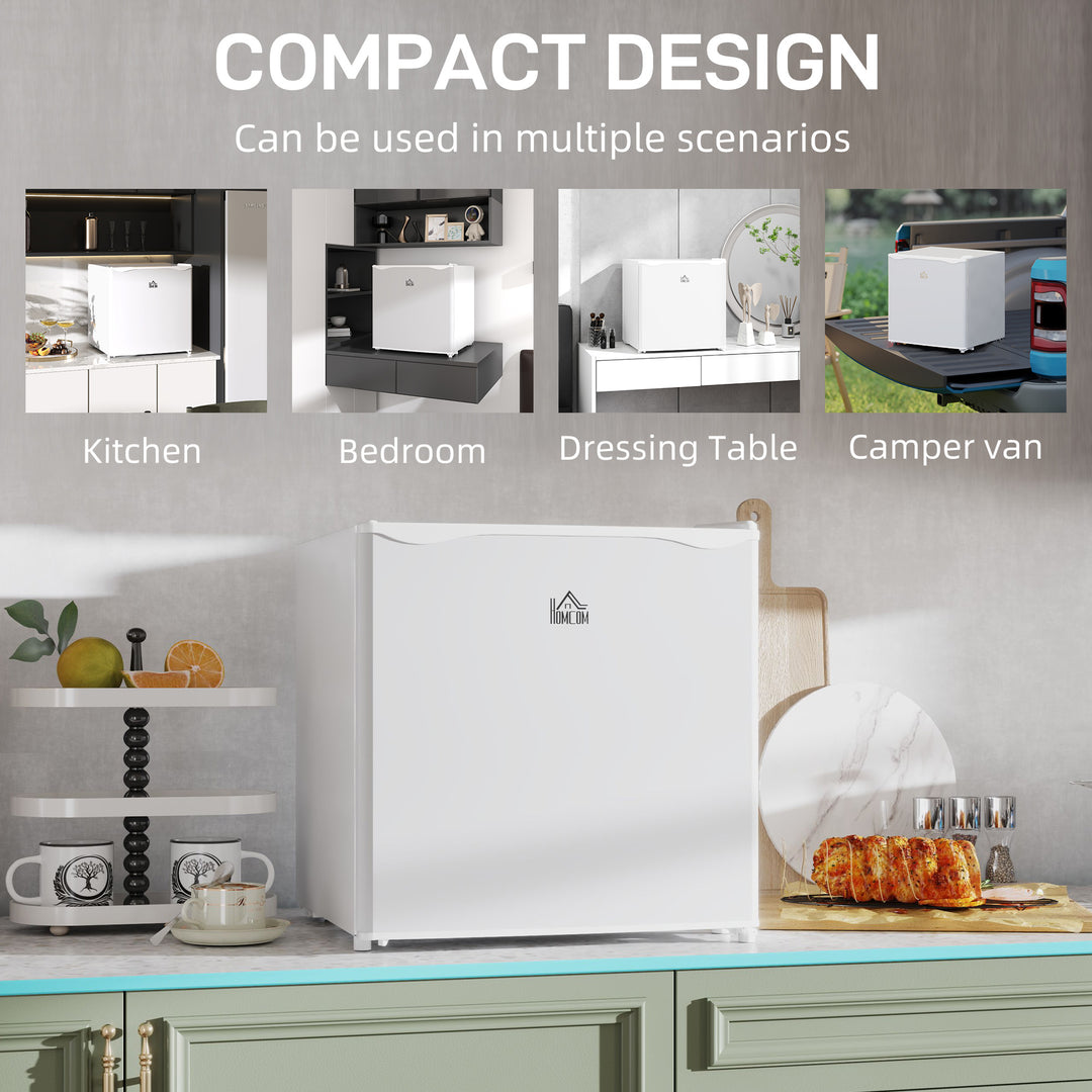 46 Litre Table Top Mini Fridge, Small Fridge with Ice Box, Reversible Door, Adjustable Temperature and Legs for Bedrooms, Home Office, Cream