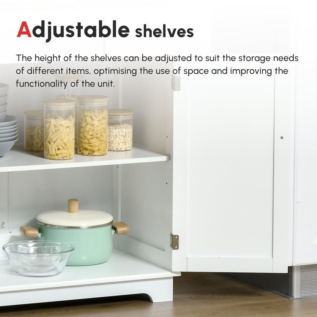 MCL Kitchen Floor Cabinet Side Storage Cupboard Multi-use Sideboard Table with Solid Wood Top, Adjustable Shelf,Drawer for Dining Room, Living Room,Hallway