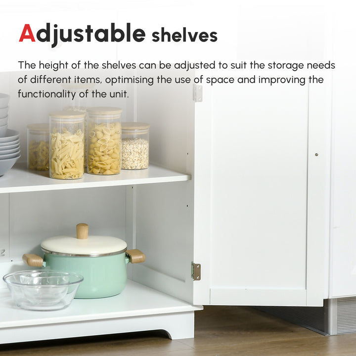 MCL Kitchen Floor Cabinet Side Storage Cupboard Multi-use Sideboard Table with Solid Wood Top, Adjustable Shelf,Drawer for Dining Room, Living Room,Hallway