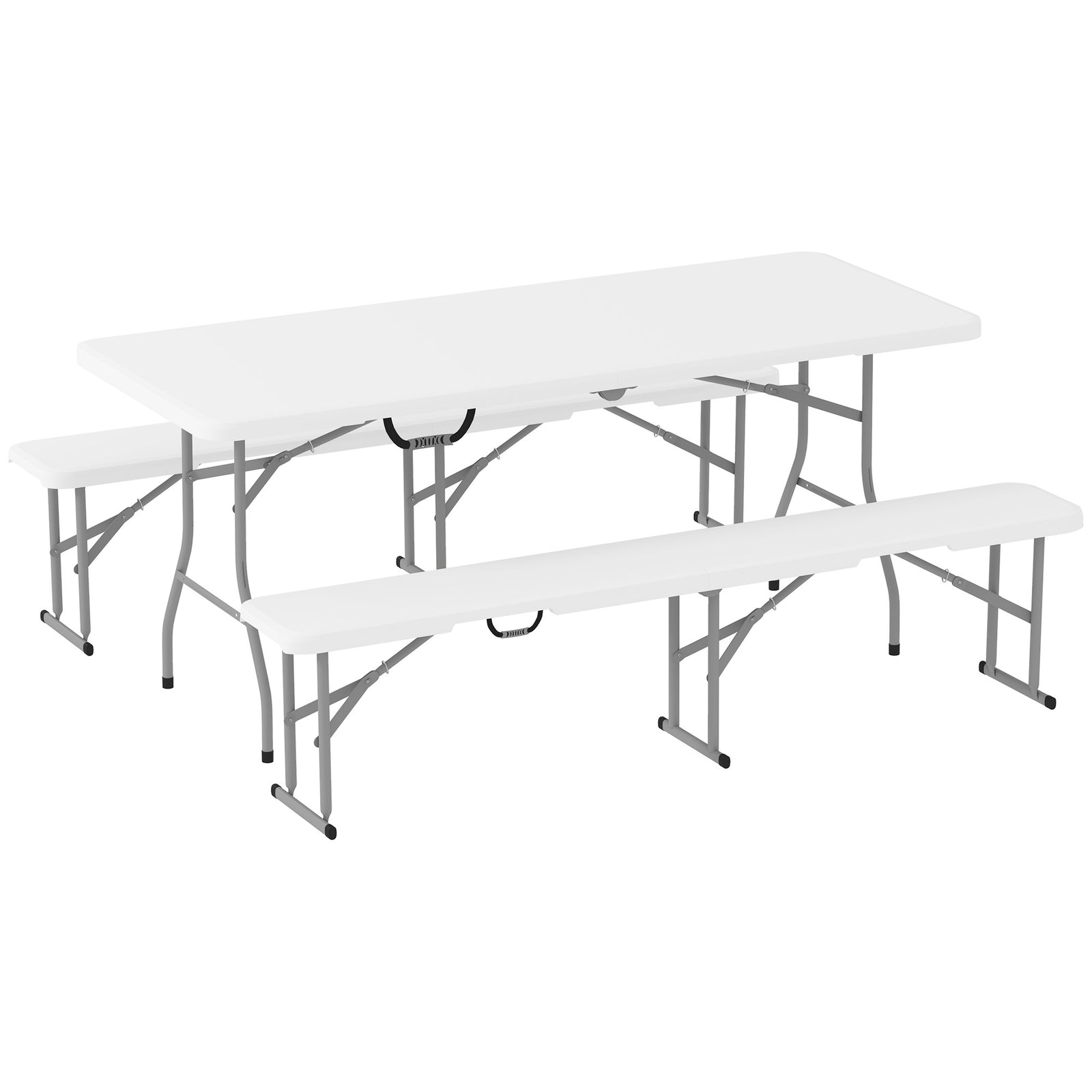 Three-Piece Folding Picnic Table and Bench Set - White