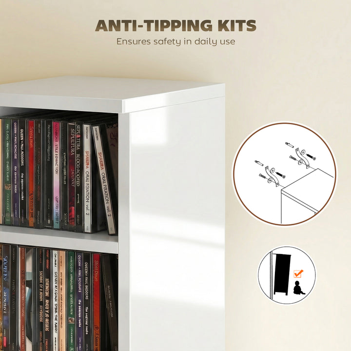 Set of 2 CD Media Display Shelf Unit Tower Rack with Adjustable Shelve