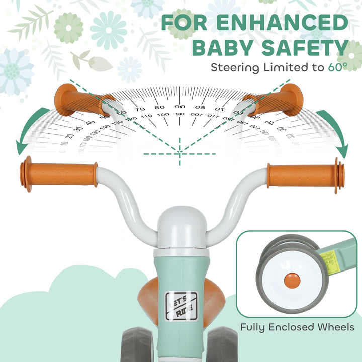 AIYAPLAY Toddler Balance Bike with No Pedal, 3 Silence Wheels for 12-36 Months Boys and Girls, Indoor Outdoor, Green