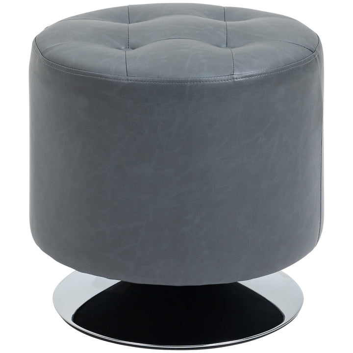 HOMCOM 360 Swivel Foot Stool, Round Ottoman with Thick Sponge Padding, Solid Steel Base, Grey | Aosom UK