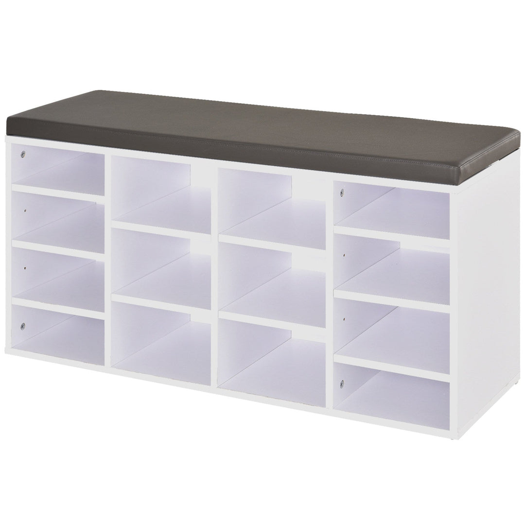 Multi-Storage Shoe Rack w/ 14 Compartments Cushion Moving Shelves Solid Frame Foot Pads Home Office Tidy