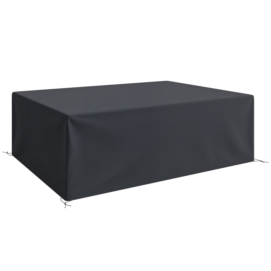 600D Oxford Outdoor Garden Furniture Sofa Set Cover, Waterproof Anti-UV Rattan Sun Lounger Protection Protector Cover, 275L x 205W x 90Hcm, Black